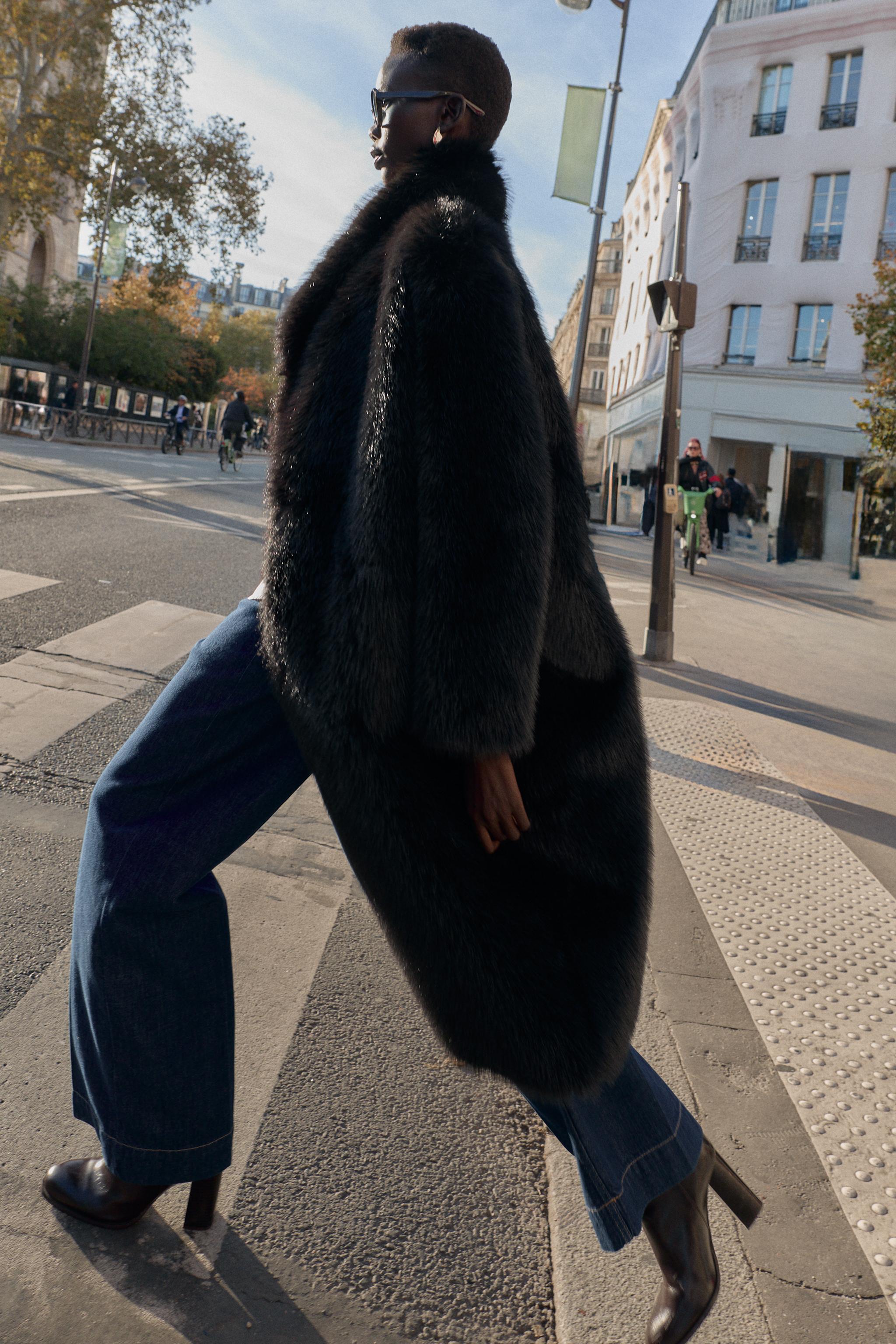 MANTEAU RÉVERSIBLE DOUBLE FACE EFFET FOURRURE